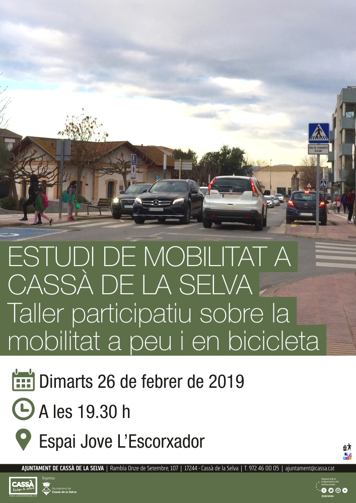 Rètol Taller Participatiu Estudi Mobilitat a Cassà Rètol