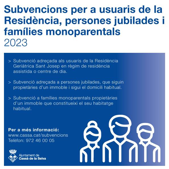 2023 11 06 Imatge per Xarxes Ajuts Residència Jubilats i Famílies Monoparentals