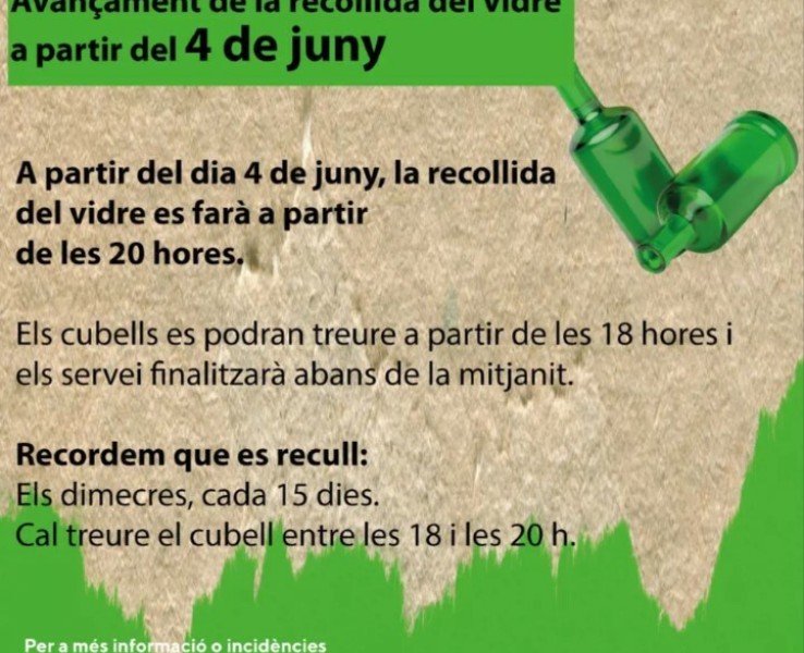 Canvi d'horari en la recollida del vidre