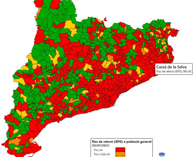 El risc de rebrot a Cassà s'ha triplicat la darrera setmana