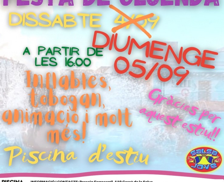 Festa dels 10 anys de la piscina i cloenda de la temporada d'estiu