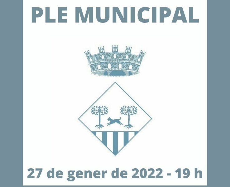 Celebració del Ple municipal, ordinari i telemàtic, el proper 27 de gener a les 19 h