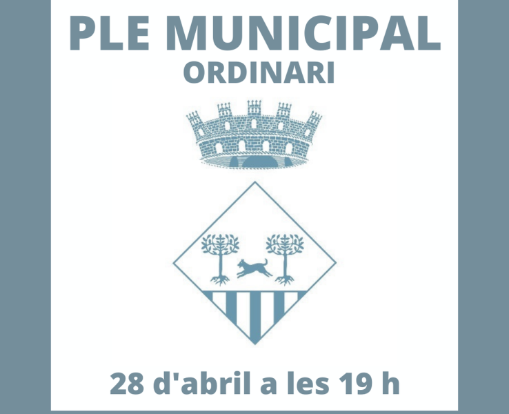 Celebració del Ple municipal ordinari, el 28 d'abril a les 19 h