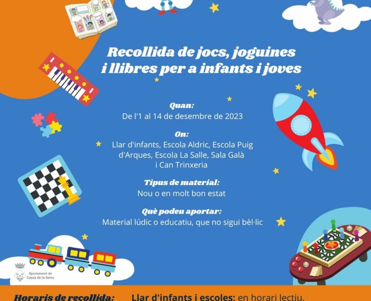 Recollida solidària de joguines jocs i llibres a Cassà