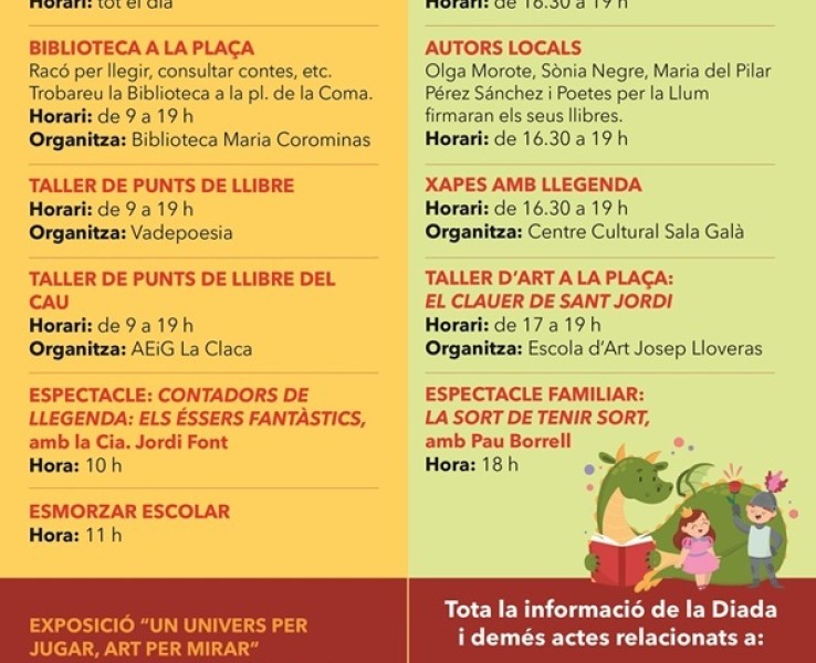 La plaça de la Coma, punt neuràlgic de la Diada de Sant Jordi a Cassà